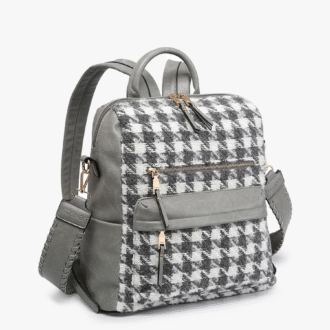 Amelia Vegan Houndstooth Backpack